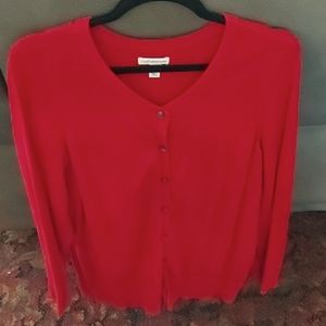 Button down dark/Christmas red cardian